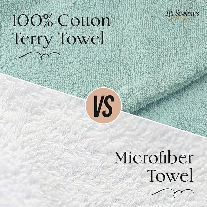 Lili&James 100% Cotton Hair Towel Wrap for Women/Kids | Quick Dry, Soft & Absorbent Hair Wrap Towels with Double Button | Anti Frizz, Non Microfiber Hair Turbans for Curly, Long & Thick Hair (Aqua)