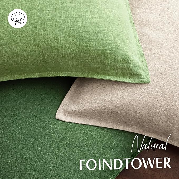 Foindtower Pack of 2, Decorative Linen Soild Throw Pillow Covers Soft Accent Lumbar Cushion Case Boho Farmhouse Pillowcase for Chair Couch Sofa Bedroom Living Room Home Decor 12 x 20 Inch Lime Green