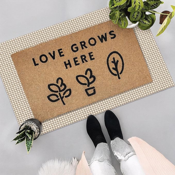 EARTHALL Woven Area Rug 2x3 Ft Washable Rugs for Entryway Braided Non Slip Throw Rugs Door Mat Indoor Outdoor Entrance Small Cotton Woven Carpet for Kitchen Foyer Front Door, Beige/Ivory