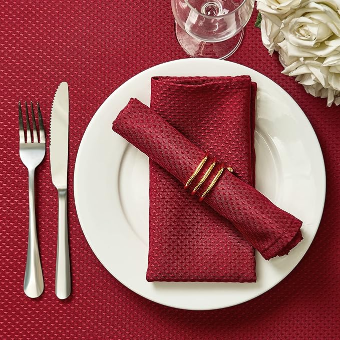 Mebakuk Cloth Napkins Set of 12, Premium 17 x 17 Inch Solid Washable Small Triangle Weave Napkins, Soft Table Napkin for Wedding Party Restaurant Dinner Parties