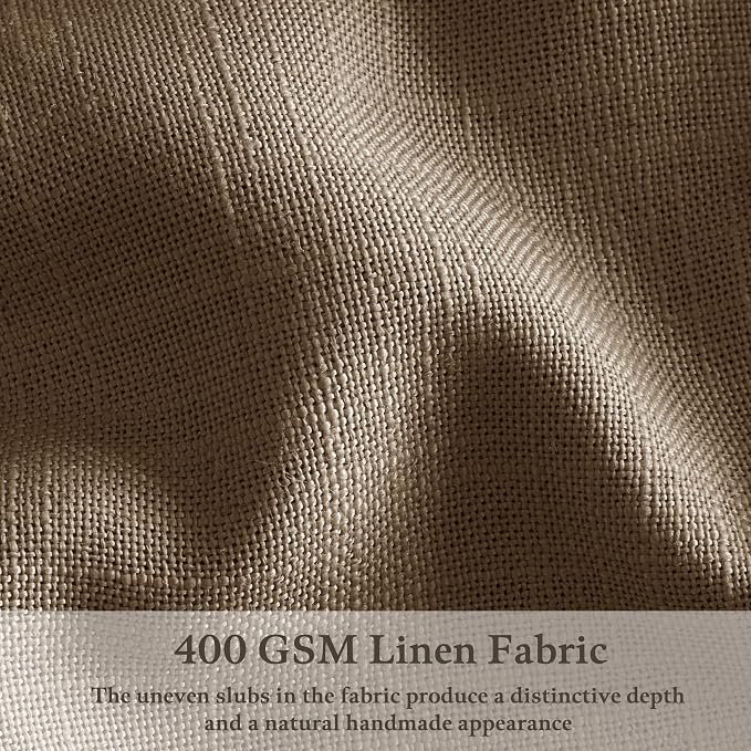 Dutch Cocoa Pleated Thick Linen Curtains for Living Room Bedroom 102 Inches Long Semi Sheer Boho Country Privacy Linen Blend Back Tab Window Curtain Brown Dining Room Drapes 102 Inch 2 Panels