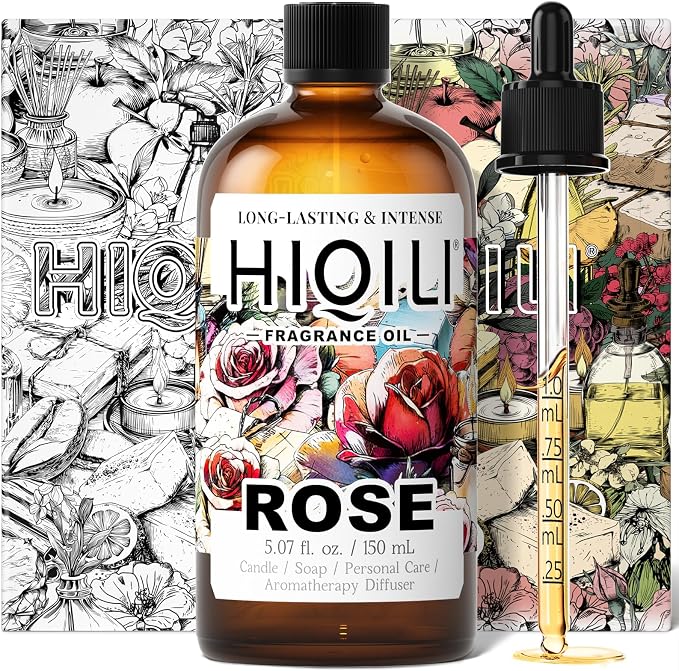 HIQILI Rose Fragrance Oil for Perfume Making, DIY Skin Product - 5.07 Fl Oz | Long-Lasting Scent, Suitable for Candle, Soap Making, Essential Oil for Diffuser, Aromatherapy, Add to Home Cleaning Spray