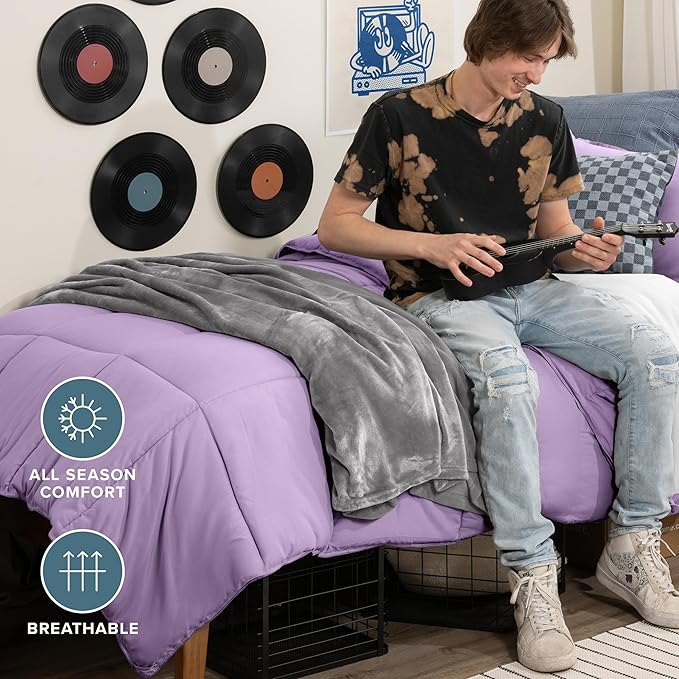Bare Home Comforter Set - Extra Long Size - Ultra-Soft - Goose Down Alternative - Premium 1800 Series - All Season Warmth (Twin/Twin XL, Lavender)