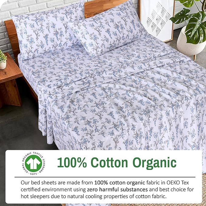 RUVANTI 100% Cotton Organic Percale Sheets Split King Size – Crisp Cooling Bed Sheets for Hot Sleepers, Deep Pocket 15”, Soft Peach Finish, Breathable & Durable Hotel-Style 5 Pcs, Deluxe