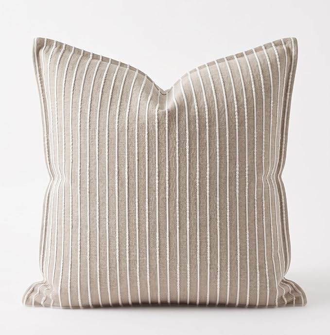SanVia Cotton Throw Pillow Covers 20x20 – Handwoven Jacquard Texture, Fade-Resistant, No Pilling – Hidden Zipper, Decorative Cushion Cover for Sofa, Couch, Bed – Insert Not Included (Modern, Brown)