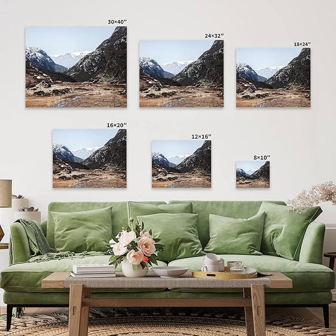 Monem Art Scandinavian Mountain Cabin Landscape Photography Print - Nordic Nature Scenic Art Poster - Wall Decor for Living Room, Bedroom or Office - 16x20 Silver Framed CANVAS by Mareike Bohmer