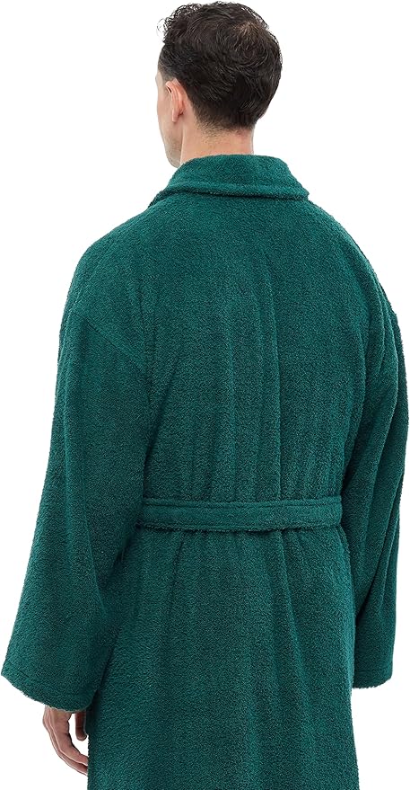 Arus Men's Shawl Collar Robe, Turkish Terry Cotton Bathrobe with Regular and Full Length Options