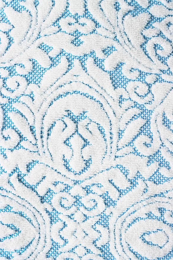 COTTON CRAFT Oversized Bath Sheet - 2 Pack XXL 32x89 - Premium Cotton Sculpted Medallion Jacquard Terry 7 Foot Extra Large Beach Blanket Towel Sheet - Big & Tall - 630 GSM Soft Absorbent Luxury - Aqua