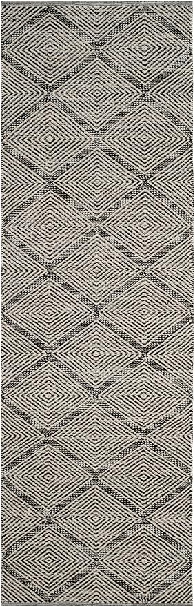 SAFAVIEH Montauk Collection Runner Rug - 2'3" x 21' Runner, Black, Handmade Cotton, Trellis Design, Ideal for the Living Room, Bedroom, Dining Room (MTK821D-221)