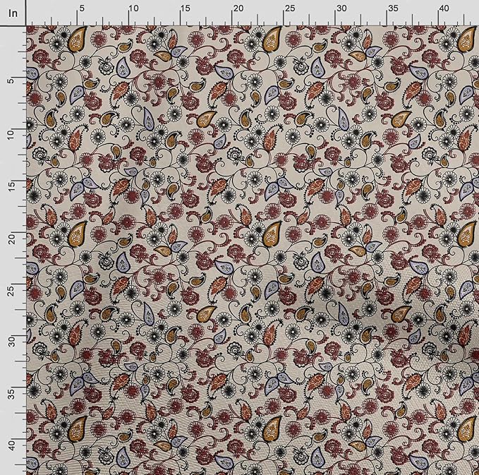 Soimoi Lightweight Velvet Fabric - White - Asian Print, Unstitched Material - 58" Wide, Perfect Fabric for Upholstery, Fashion and Craft Projects, 1 Yard