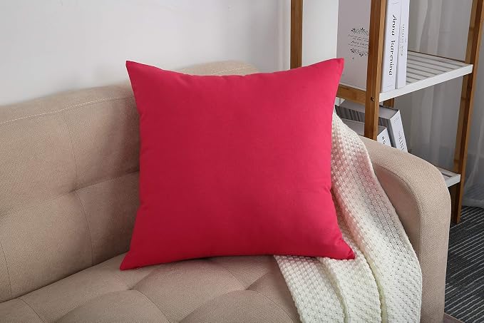 TangDepot 100% Cotton Solid Throw Pillow Cover 16x16 Watermelon Red | 100% cotton, same-color zip, machine wash & air dry. For living room, bedroom, office, car. 42 colors, 216 sizes. Cover only.