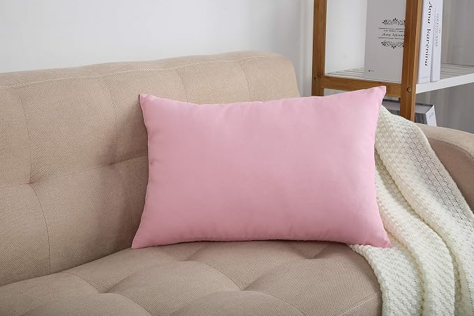 TangDepot 100% Cotton Solid Throw Pillow Cover 12x20 Salmon Pink | 100% cotton, same-color zip, machine wash & air dry. For living room, bedroom, office, car. 42 colors, 128 sizes. Cover only.