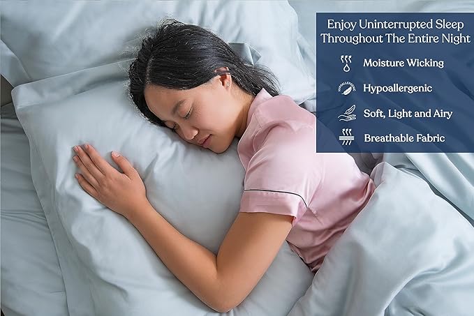 GOTS Certified 100% Organic Cotton Sheets, 400TC Long Staple Cotton, Ultra Soft, Silky, Moisture-Wicking, Smooth & Breathable, with Elasticized Deep Pocket