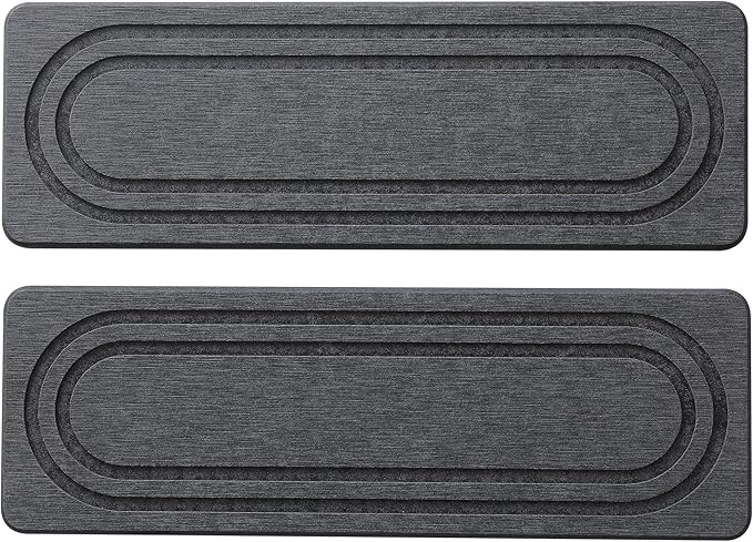 2PCS Water Absorbing Stone Tray for Sink, Quick Drying Diatomite Bathroom Tray Countertop, Stone Drying Mat for Kitchen Counter Faucet, Soap Dish Dispenser Vanity Organizer, Dark Gray-11.8" x 4"