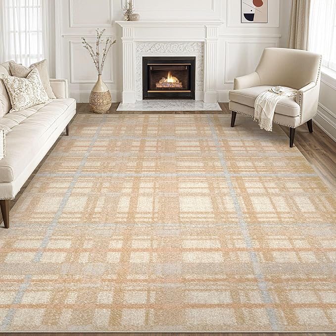Tortania Area Rug Living Room Rugs - 8x10 Washable Large Soft Neutral Boho Moroccan Bohemian Farmhouse Rug Indoor Floor Carpet for Bedroom Under Dining Table Home Office Decor - NeutralBeige