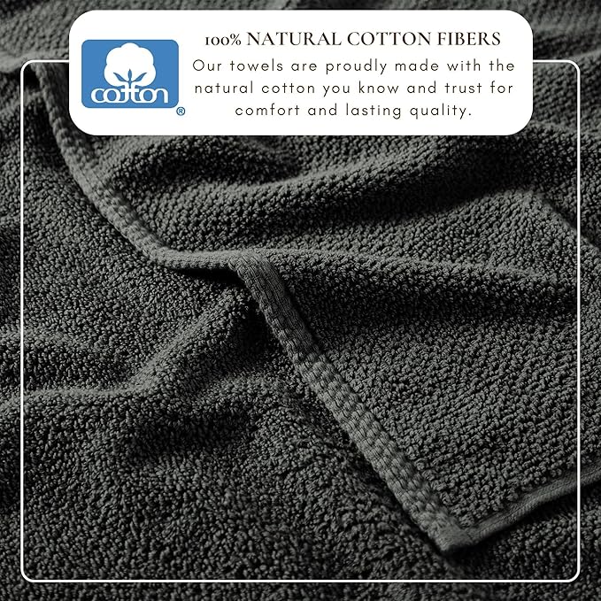 Great Bay Home 100% Cotton 6 Piece Bath Sheet Set - Absorbent, Quick-Drying, Durable Bath Towels for Bathroom Decor - Low-Twist, Two-Ply Fibers (Midnight)