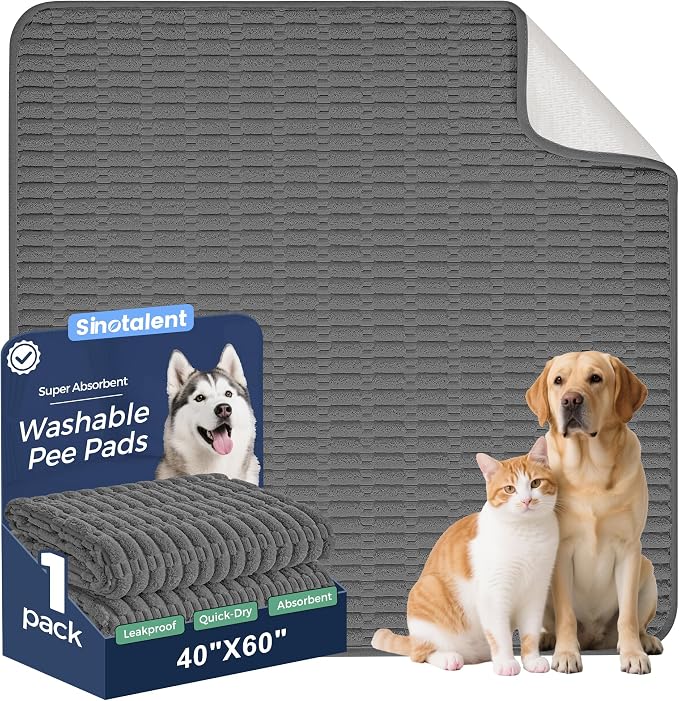Washable Pee Pads for Dogs, Reusable Puppy Pads Dog Pads, Non-Slip Dog Pee Pads, Leakproof Pet Pee Pads Wee Wee Pads for Dogs. (Dark Grey, 40"x60"(Pack of 1))