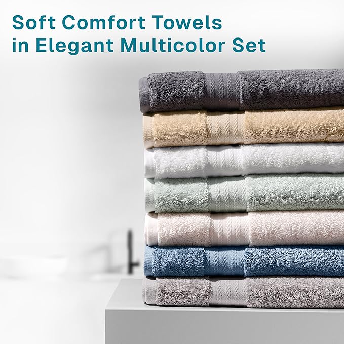 Fabdreams 100% Organic Cotton Bath Towel Set of 6 700 GSM Hotel Premium Plush Absorbent Soft Durable Skin-Friendly Spa Quality Bathroom Comfort with 2 Bath 2 Hand Towels and 2 Wash Cloths Dune Tan