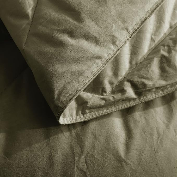 Feather and Loom Honeycomb Stitch Down Alternative All Season Comforter - Soft and Easy Care Microfiber Cover, Hypoallergenic High Loft Fiber Fill, Machine Washable | Color: Olive | Size: Twin