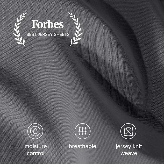 Bare Home 100% Organic Cotton Jersey Fitted Sheet - Twin Size - Ultra Soft - Deep Pocket Fitted Sheet - 100% Cotton - Ring Spun Yarns (Twin, Grey)