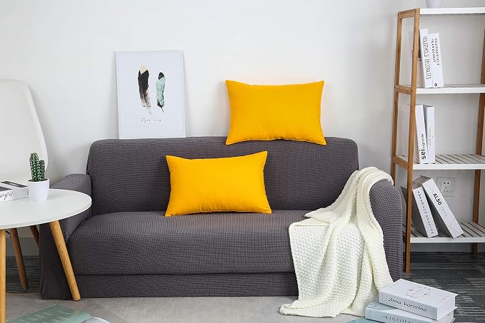 TangDepot Handmade Decorative Solid 100% Cotton Canvas Throw Pillow Covers/Pillow Shams, (12" x20" , Gold Yellow, 1 Count (Pack of 1)) | 100% cotton, same-color zip, machine wash & air dry. For living room, bedroom, office, car. 42 colors, 112 sizes. C...