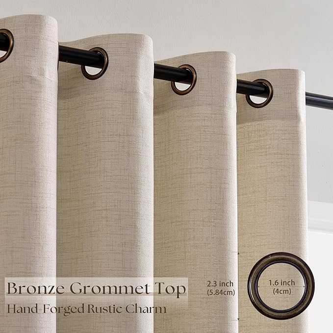 Extra Wide Flax Linen Curtains 84 Inch Length 1 Panel for Patio Sliding Glass Door 72 Inch Wide Light Filtering Semi Sheer Grommet Privacy Farmhouse Wide Window Curtains