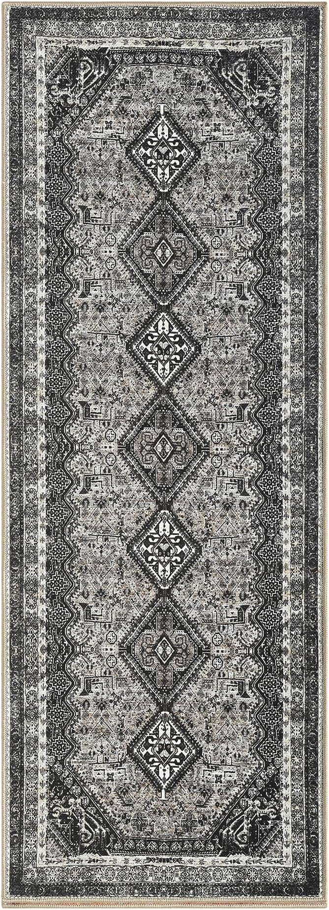 Keen Home Design 30"x84" Rug - Machine Washable Runner Rug with Non-Slip Backing, Ideal for Hallway, Entryway, Kitchen, Laundry Room - Vintage, Easy Clean, Durable, Low Pile Rug - (2'6" x 7')