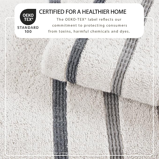 Great Bay Home Decorative Bath Towel Set - Luxury Cotton 6 Piece Towel Set - Luxurious, Ultra-Soft, Durable Towels for Bathroom Decor (Light Grey/Mid Grey/Dark Grey)