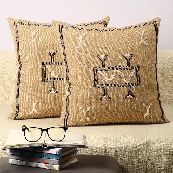 Trade Star 100% Cotton Cushion Cover Handwoven Pillowcase Handloomed Rug Decorative Cushion case 18x18 Inches Designer Square Pillow Covers Set of 2 Throw Pillow Covers Designer Pillow Shams