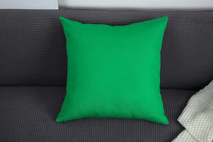TangDepot 2-Pack Cotton Throw Pillow Covers 16x16 Bright Green | 100% cotton, same-color zip, machine wash & air dry. For living room, bedroom, office, car. 42 colors, 474 sizes. Cover only.