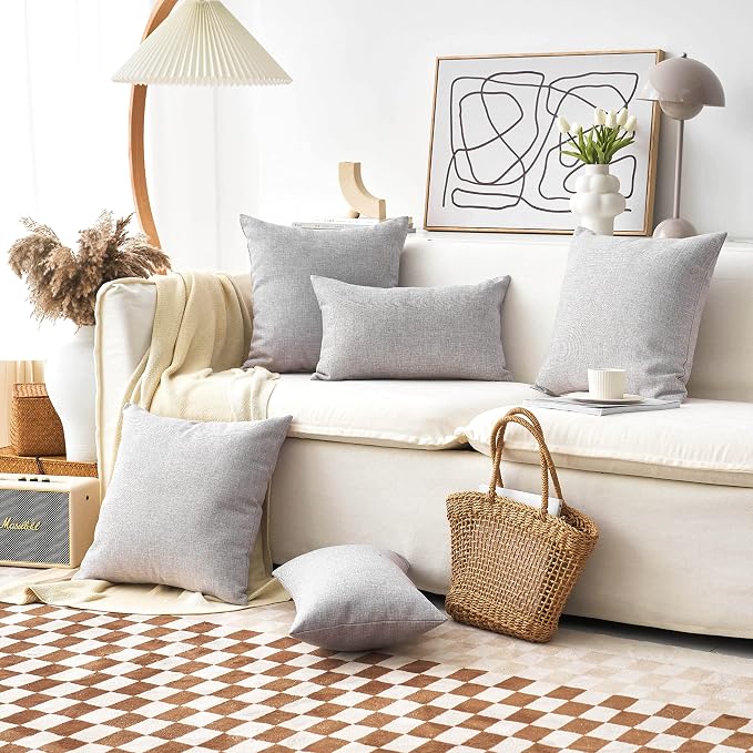 Home Brilliant Set of 2 Decorative Pillow Covers for Couch Accent Pillows Cases for Sofa, 16x16 inch, Light Grey