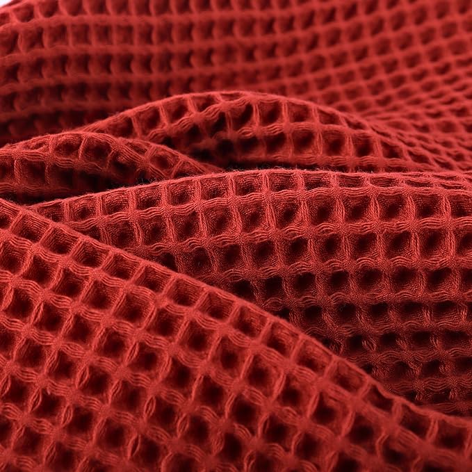PÜSKÜL - Set of 3 Organic Waffle Hand Towel Red Brick - Premium Quality, 100% Turkish Cotton, Soft, Quick-Dry, Absorbent, Lint-Free Face Kitchen Hand Towels (Brick, Hand Towels - Pack of 3)