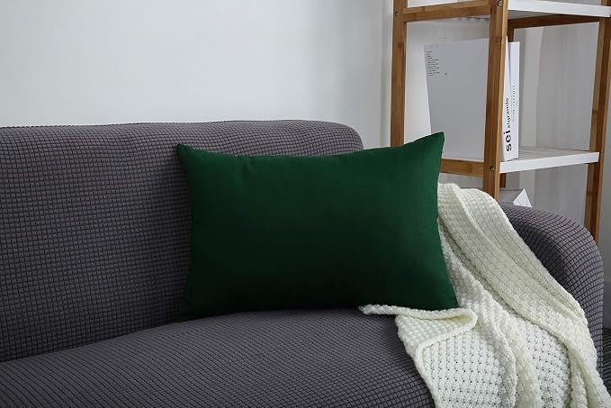 TangDepot 100% Cotton Solid Throw Pillow Cover 12x20 Deep Green | 100% cotton, same-color zip, machine wash & air dry. For living room, bedroom, office, car. 42 colors, 108 sizes. Cover only.