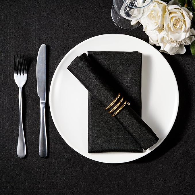 Mebakuk Cloth Napkins Set of 12, Premium 17 x 17 Inch Solid Washable Linen Style Napkins, Soft Table Napkin for Wedding Party Restaurant Dinner Parties