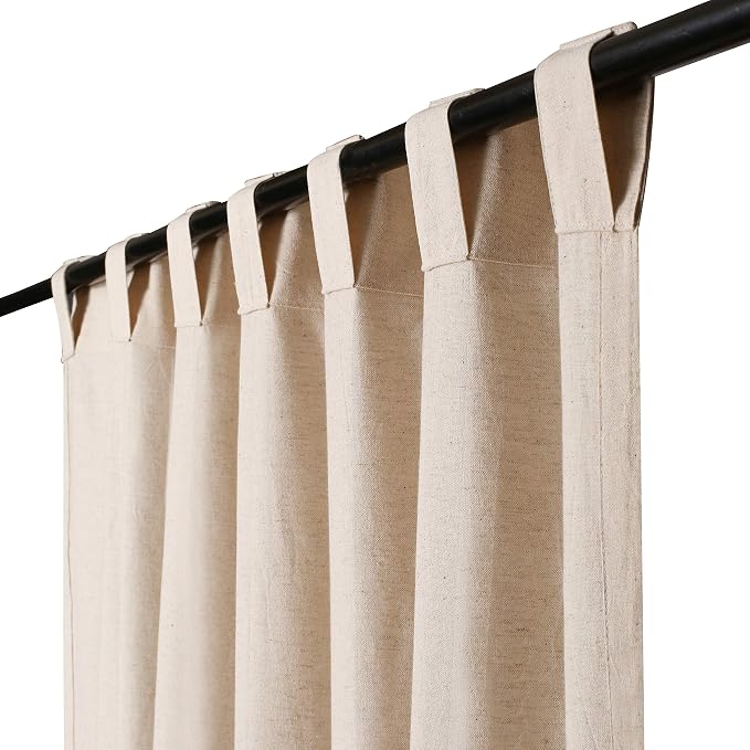 Bedding Craft Natural Flax Linen Drapes Set of 2, 50x108 Inch | Linen & Cotton Mix, Living Room & Bedroom, Privacy & Light Control, Elegant Rustic to Modern Style