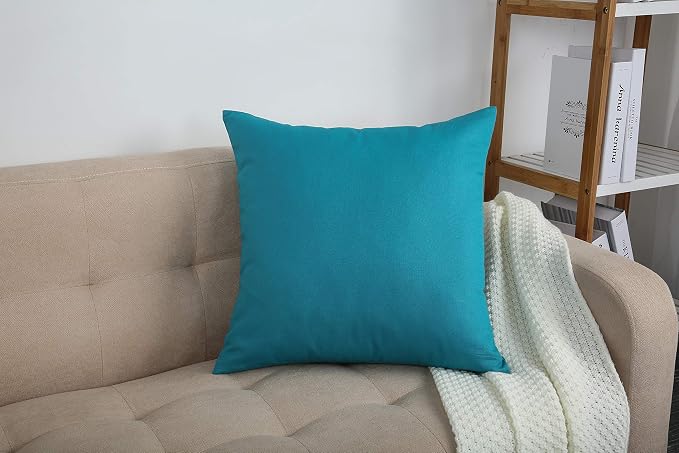 TangDepot 2-Pack Cotton Throw Pillow Covers 20x20 Bright Royal | 100% cotton, same-color zip, machine wash & air dry. For living room, bedroom, office, car. 42 colors, 561 sizes. Cover only.