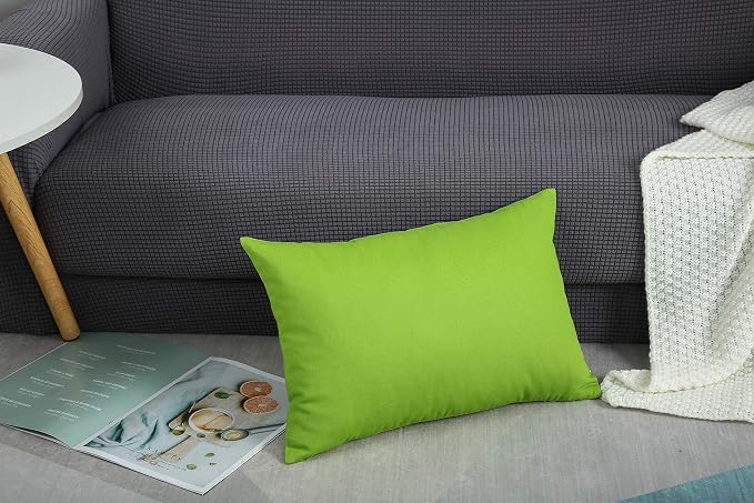 TangDepot 100% Cotton Solid Throw Pillow Cover 12x18 Apple Green | 100% cotton, same-color zip, machine wash & air dry. For living room, bedroom, office, car. 42 colors, 53 sizes. Cover only.