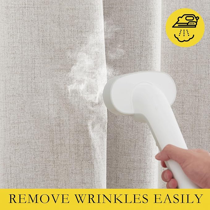 NICETOWN 100% Blackout Brich Linen Curtains for Dingning Room 90 inches Long, Thermal Insulated Window Treatments with Privacy Liner, 2 Panels, 52" W, Noise Reducing Blend Drapes for Living Room