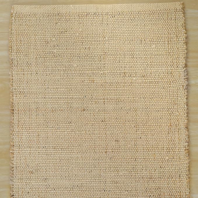 Natural Cotton Jute Runner Rug 2x6 Feet – Handwoven Farmhouse Rustic Braided Rug Hallway & Entryway Rug, Eco-Friendly Home Décor