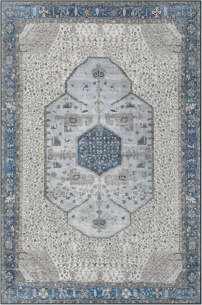 Keen Home Design 9x12 Rug - Machine Washable Area Rug with Non-Slip Backing, Ideal for Living Room, Dining Room, Bedroom - Vintage, Easy Clean, Durable, Low Pile Rug - (9' x 12')