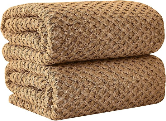 Great Bay Home Oversized Bath Sheets - 100% Cotton 2 Pack 68x35 Extra Large Towel - Absorbent, Durable, Quick-Dry Towels for Bathroom (Mocha)