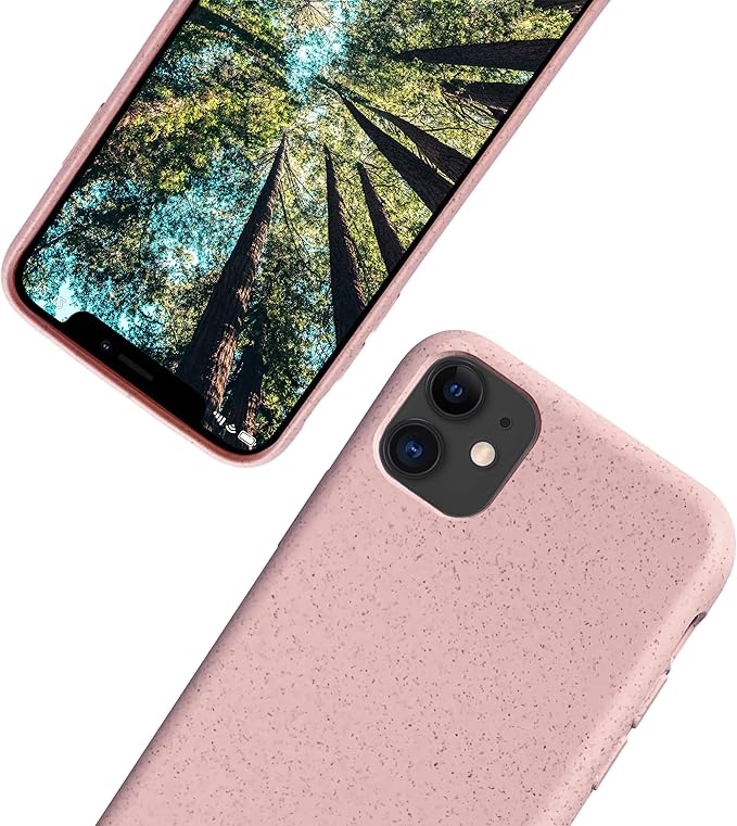 eplanita Eco Mobile Phone Case Compatible with iPhone 11, Plant Fiber, Drop Protection Cover, Durable and Sustainable (for iPhone 11, Pink)