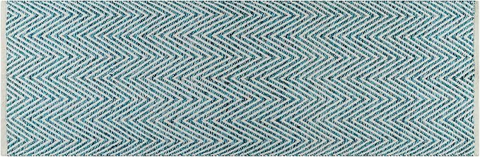 Cotton Chevron Hand Woven Area Runner Rug 2x6 Feet - Teal, Farmhouse Decorative Floor Runners Ideal for Hallways, Kitchen, Bedroom | Green Nursery Durable Geometric Reversible Living Space Patio Mats