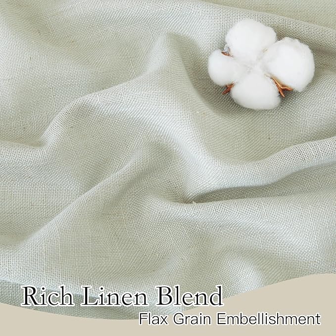 RYB HOME Semi Sheer Curtains - Linen Texture Farmhouse Sun Protection Semi Transparent Lightweight for Closet Laundry Room Bathroom, W 52 x L 45 inches, Sage Green, 2 Panels