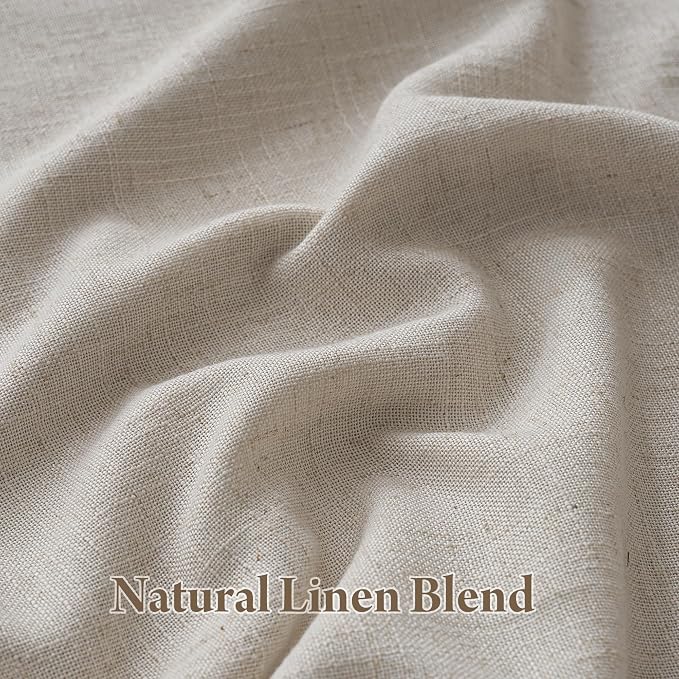 RYB HOME Natural Pinch Pleated Linen Curtains, 100% Blackout Thermal Insulated Double Layer Textured Curtains for Sliding Glass Door Picture Window, Taupe, 40" W x L90 L, 2 Panels Set