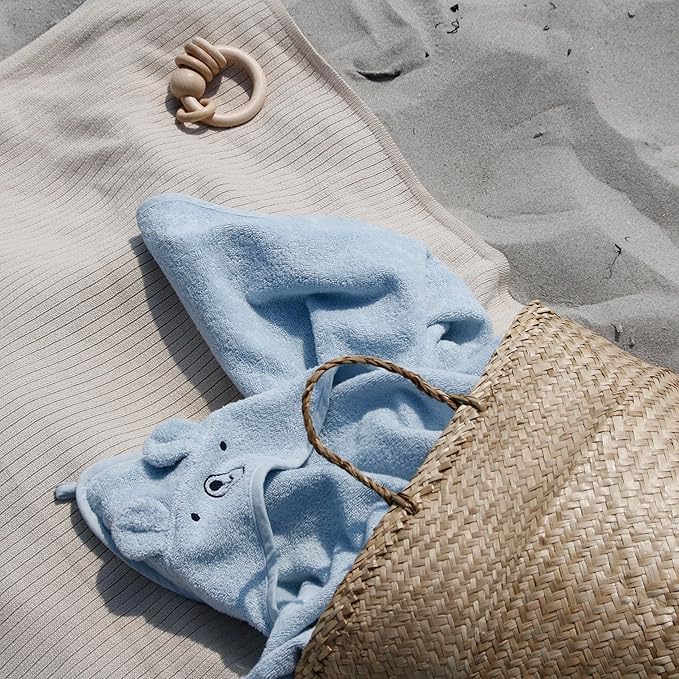 Hooded Baby Towels – 100% Organic Cotton Baby Bath Towels – Baby Boy and Baby Girl Newborn Essentials - Super-Soft and Absorbent. (2-Pack Rabbit Blush and Bear Baby Blue)