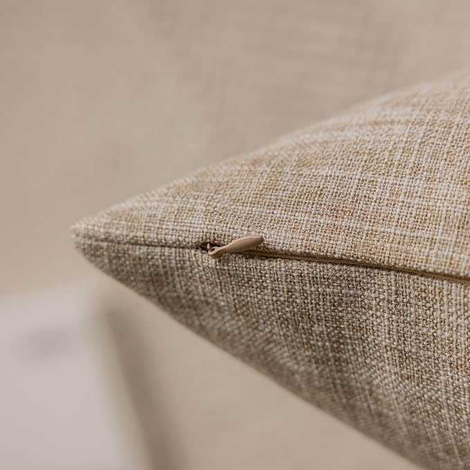 Home Brilliant 24x24 Throw Pillow Covers Linen Textured Throw Pillow Covers Neutral Decorative Pillow Cases for Couch Sofa Bed, 24 x 24 Inch, Set of 2, Burlap
