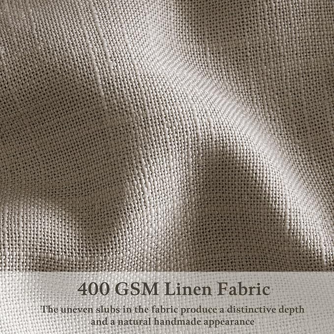 Taupe Pleated Linen Curtains 126 Inches Long for Living Room 2 Panels Set Greyish Beige Flax Pinch Pleat Drapes Back Tab Farmhouse Ceiling Floor 126 Inch Window Curtains Bedroom Burlywood Birch