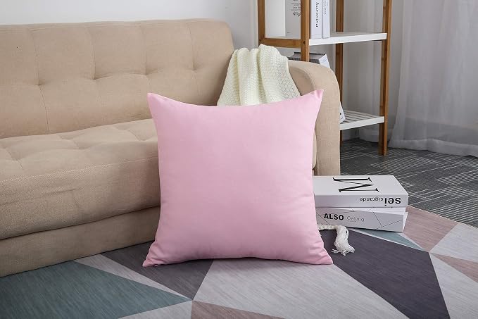 TangDepot 100% Cotton Solid Throw Pillow Cover 24x24 Salmon Pink | 100% cotton, same-color zip, machine wash & air dry. For living room, bedroom, office, car. 42 colors, 378 sizes. Cover only.