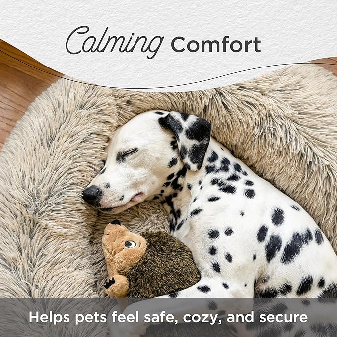 Best Friends by Sheri The Original Calming Donut Dog Bed for Small Dogs up to 25 lbs, Shag Faux Fur, Denim Blue, 23" x 23"